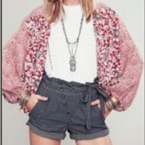 Free People Red Floral Kimono Jacket